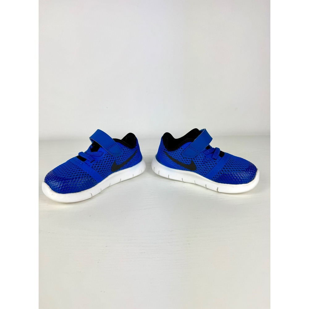 Nike Free Toddler Baby Shoes Blue Black Athletic Sneaker Size 6C Infant Slip On - Picture 4 of 8